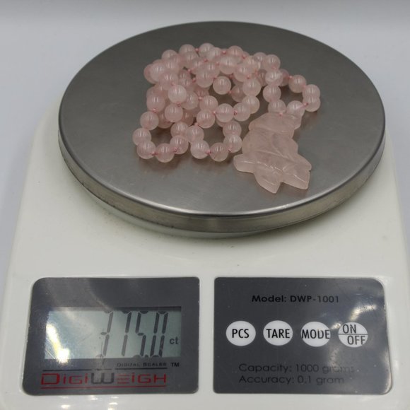 Chinese Jade Bead Necklace With Jade Bird Pendant - Picture 7 of 7